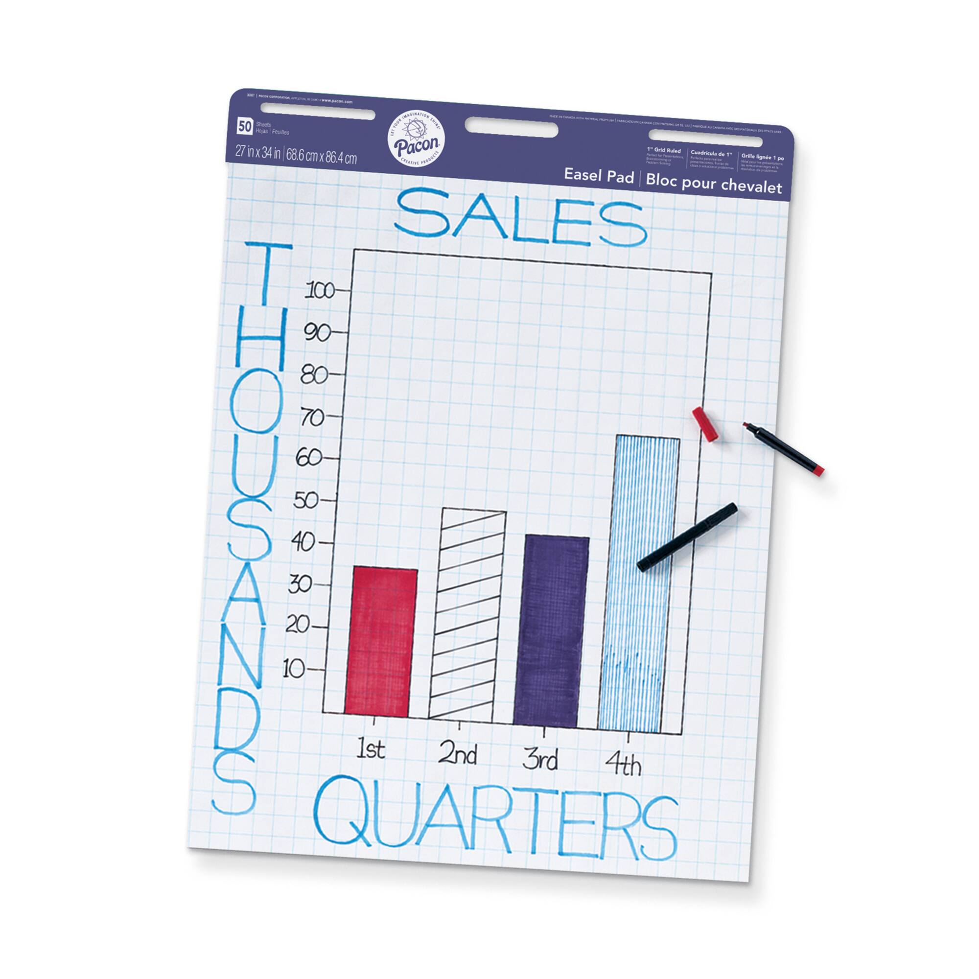 Pacon® 1" Grid Ruled White Easel Pad